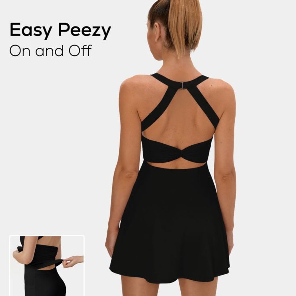Halara Backless Cut Out Twisted Side Pocket 2-in-1 Exercise Dress-Easy Peezy